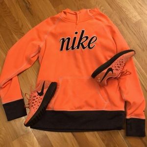 Fluorescent Orange Nike Therma Fit Hoodie